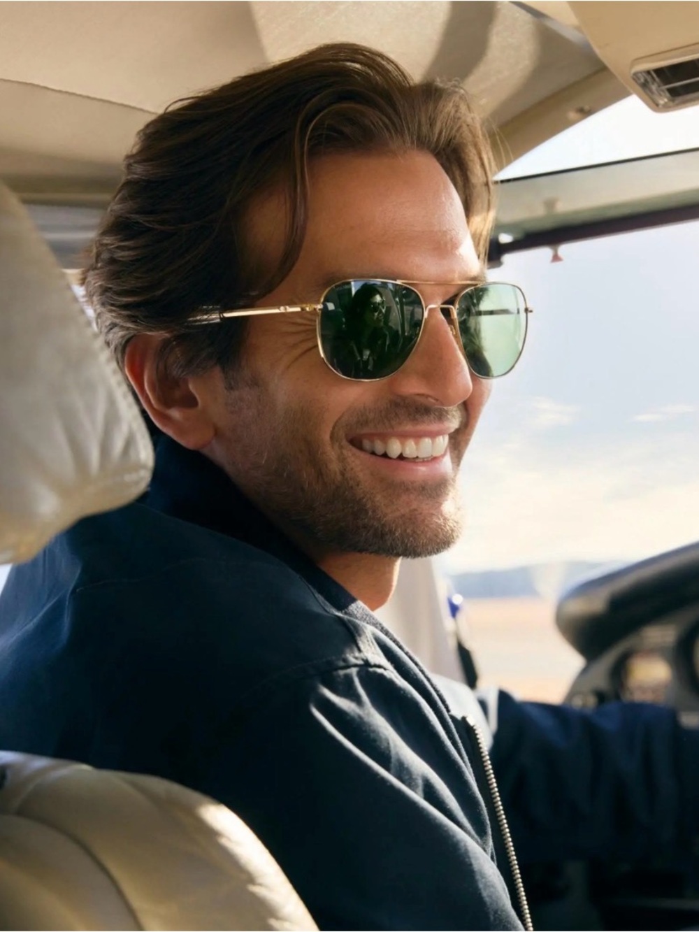American Optical Original Pilot Sunglasses Gold 57-20-140 Aviator Mens AO USA
